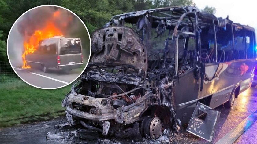 The coach with teenagers stood on fire on A4. Everyone managed to escape