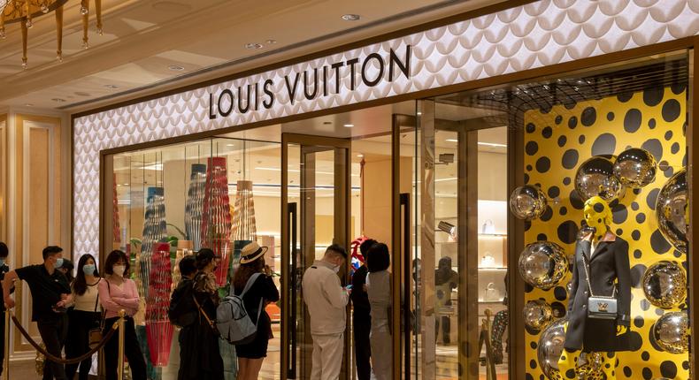 Chinese tourists buying the luxury brand Louis Vuitton, Macau, China.Bob Henry/UCG/Universal Images Group via Getty Images