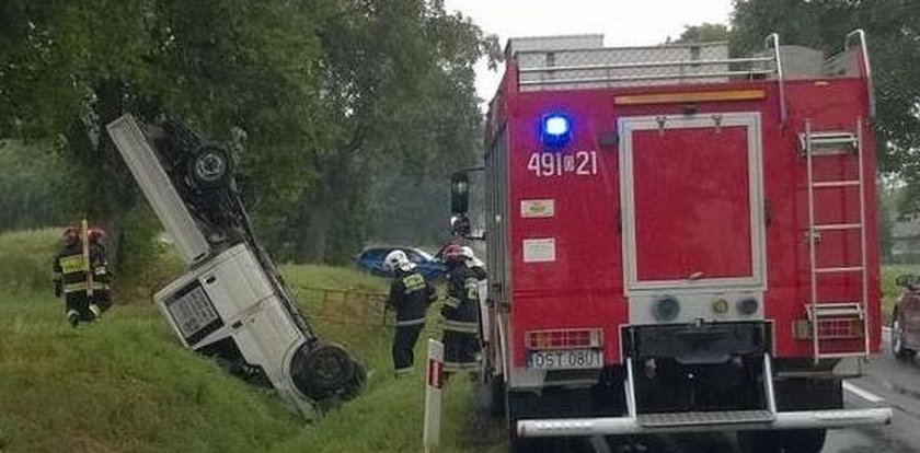 Postawił auto na sztorc. Był pijany