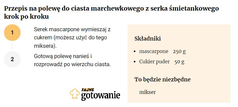 Przepis na polewę do ciasta marchewkowego z serka śmietankowego