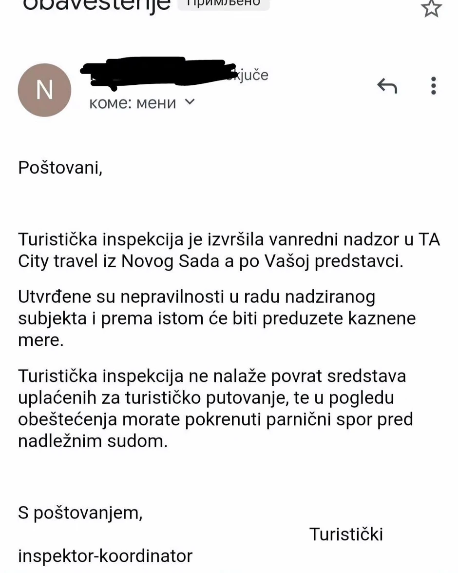 odgovor inspekcije