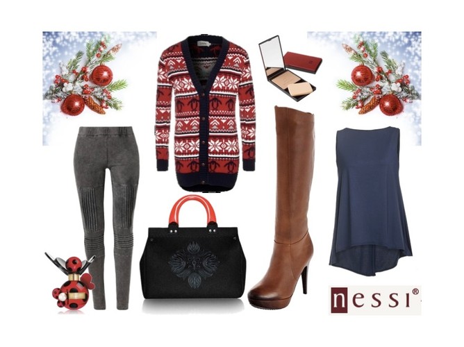 Stylizacja 2: torebka – Goshico,  sweter – zalando.pl, legginsy – Vila, bluzka – Fukki, buty Nessi www.nessi.com.pl