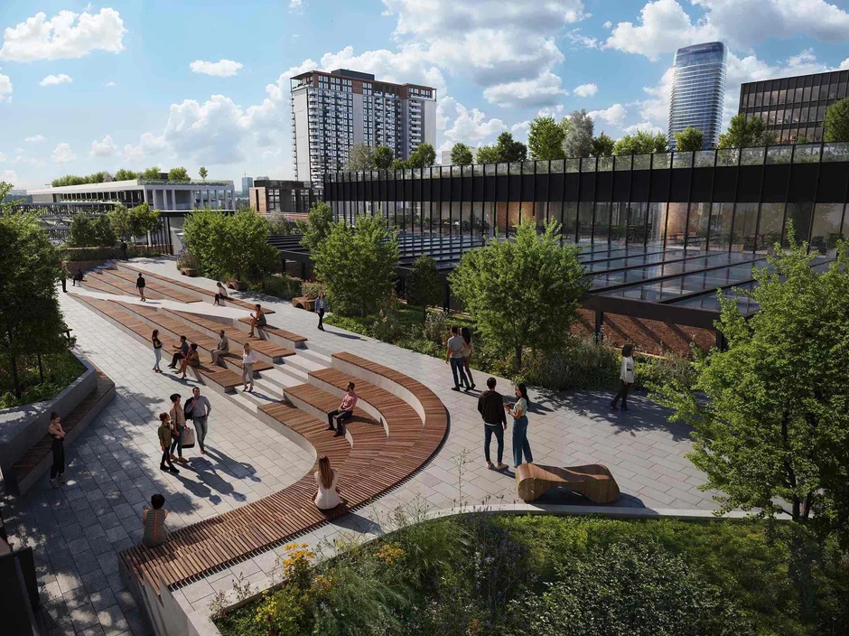 Ozelenjena krovna terasa nove pijace u Beogradu na vodi