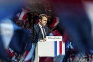 Emmanuel Macron addresses supporters