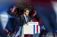 Emmanuel Macron addresses supporters