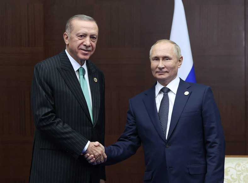 Recep Erdogan i Władimir Putin w Kazachstanie, październik 2022 r.