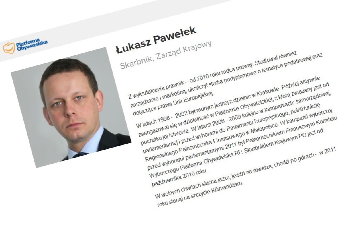 Łukasz Pawełek, skarbnik PO (źródło: www.platforma.org)
