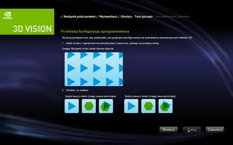 Konfiguracja systemu NVIDIA 3D Vision – kolejne kroki