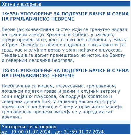 Dringende Warnung vor RHMZ