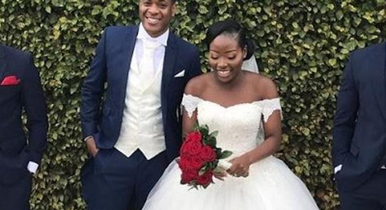 Tboy and his Bride,Yemisi, full of smiles