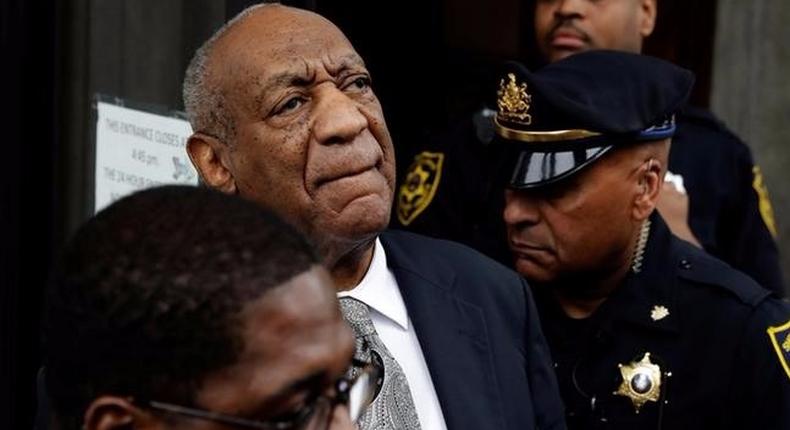 Actor and comedian Bill Cosby reacts after a judge declared a mistrial in his sexual assault trial at the Montgomery County Courthouse in Norristown
