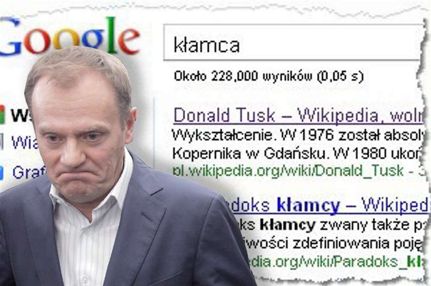 Hasło "kłamca" wiedzie do Tuska