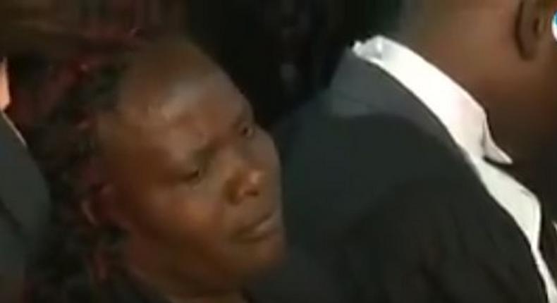 Sharon Otieno's mother broke into tears during Migori Governor Okoth Obado's case on Monday where he pleaded not guilty
