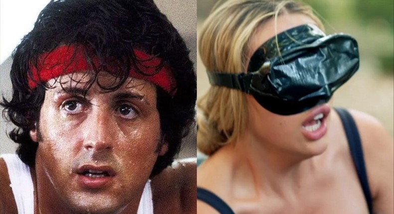 Sylvester Stallone in Rocky and Sophia Stallone during a bootcamp challenge in The Family Stallone.United Artists / Paramount+