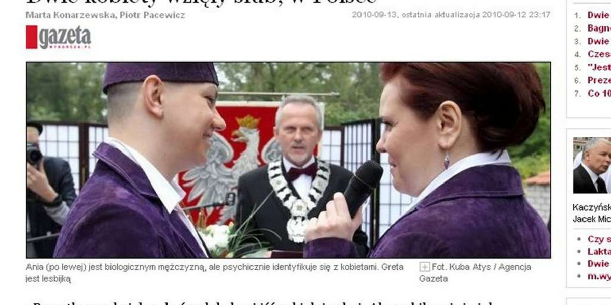 Ślub lesbijek w Polsce! Legalny, bo Ania była facetem!