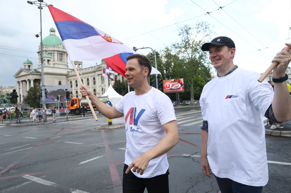 Ministar finansija Siniša Mali na raskrsnici kod Glavne pošte