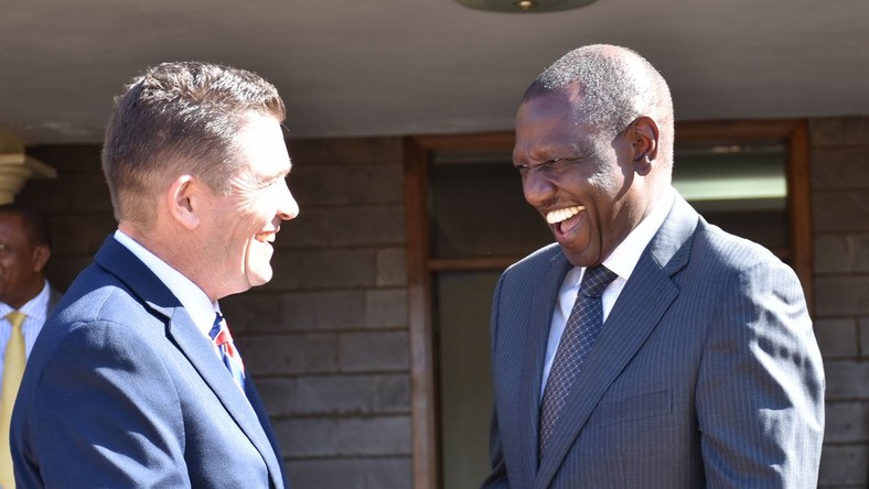 DP William Ruto with US Ambassador Kyle McCarter at the DP's Karen office (Twitter)