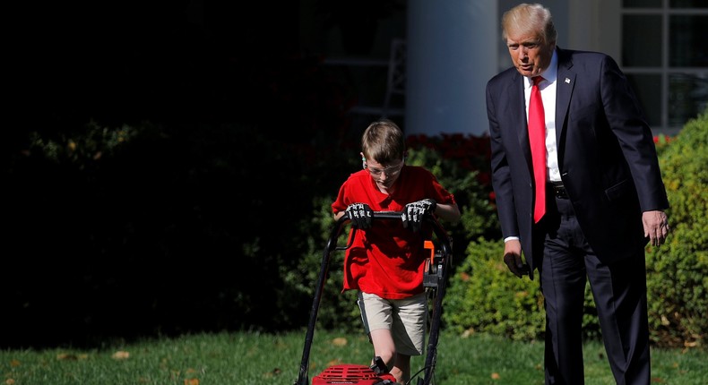 Frank mows White House lawn