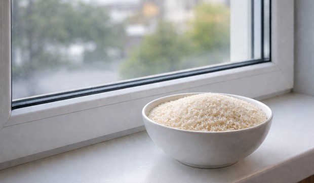 Činija sa pirinčem na prozorskoj dasci