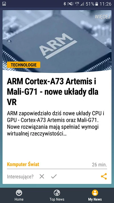 W sekcji My News znajdziemy artykuły dotyczące tematyki, która najbardziej nas interesuje