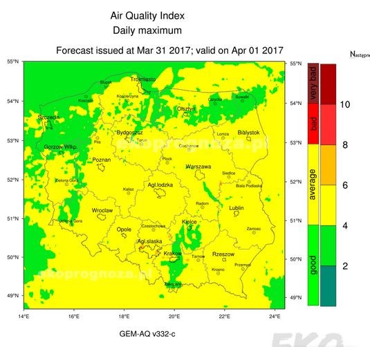 Ekoprognoza na 1 kwietnia 2017 roku