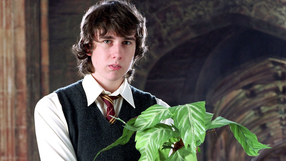 Matthew Lewis na planie filmu "Harry Potter"