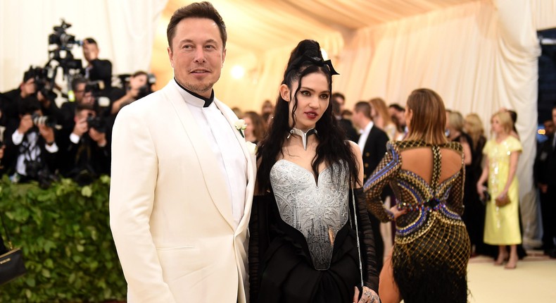 Elon Musk and Grimes attend the Met Gala in 2018.
