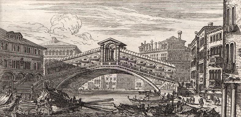 Wenecję zwiedzał Radziwiłł kilkakrotnie. Na grafice z 1651 roku most Rialto, wybudowany w latach 1588-1591, 
otaczająca go zabudowa należy do najstarszej w mieście.