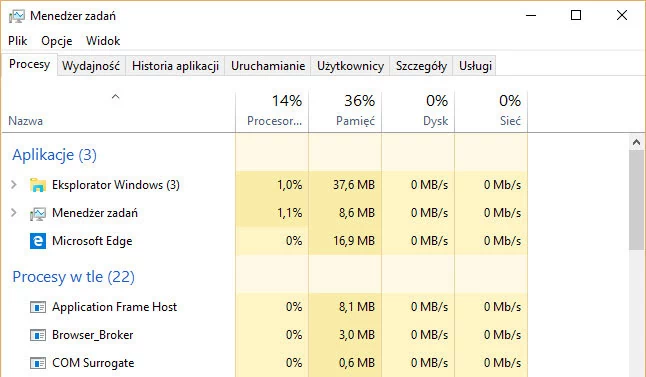 Dzięki nowemu Menedżerowi zadań łatwo możemy sprawdzić na przykład, jaki procent mocy obliczeniowej procesora zużywa dany program czy ile pamięci zajmuje.