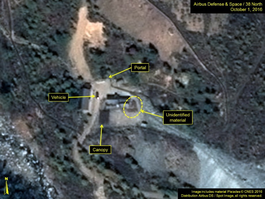 Satellite image of the area around North Korea's Punggye-Ri nuclear test site