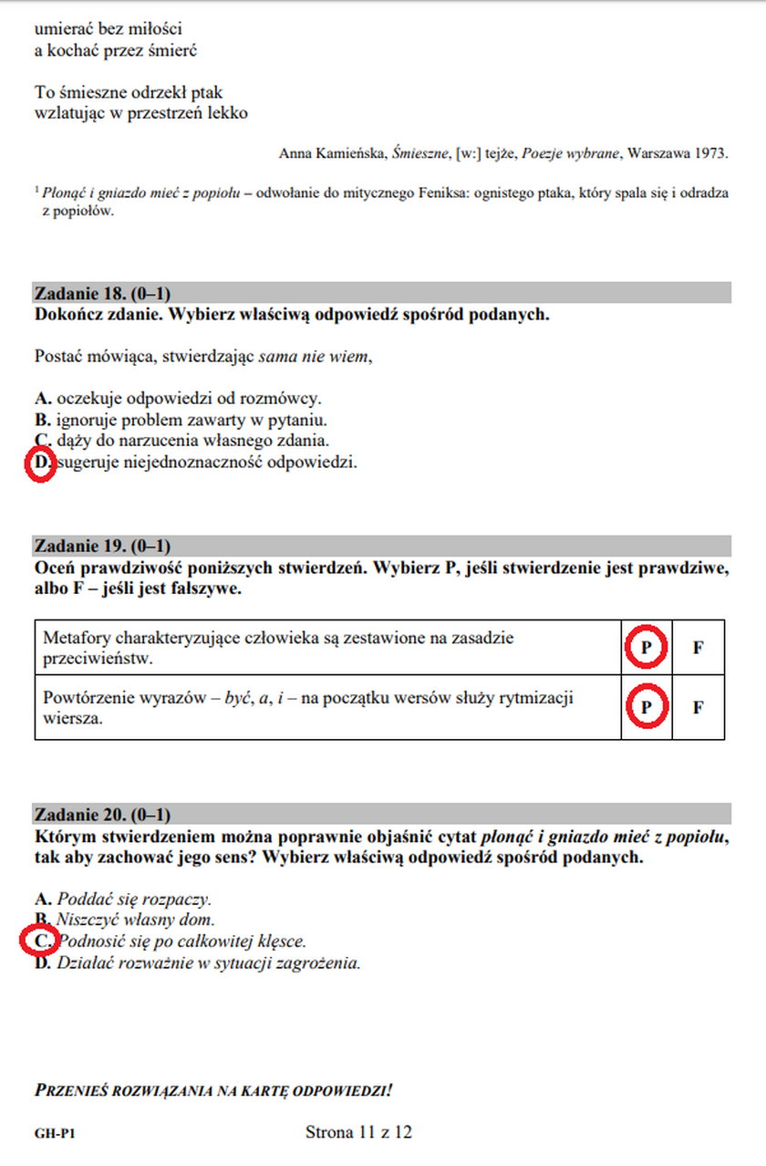 Egzamin gimnazjalny. Język polski. Zadania 18-20