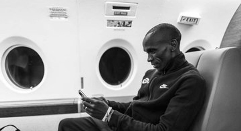 Eliud Kipchoge departing for Vienna