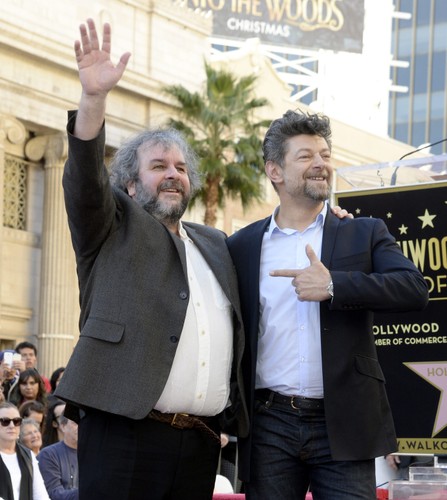 Andy Serkis i Peter Jackson podczas uroczystości w hollywoodzkiej Alei Sławy
