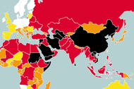 Wolność prasy - raport organizacji Reporterzy Bez Granic mapa