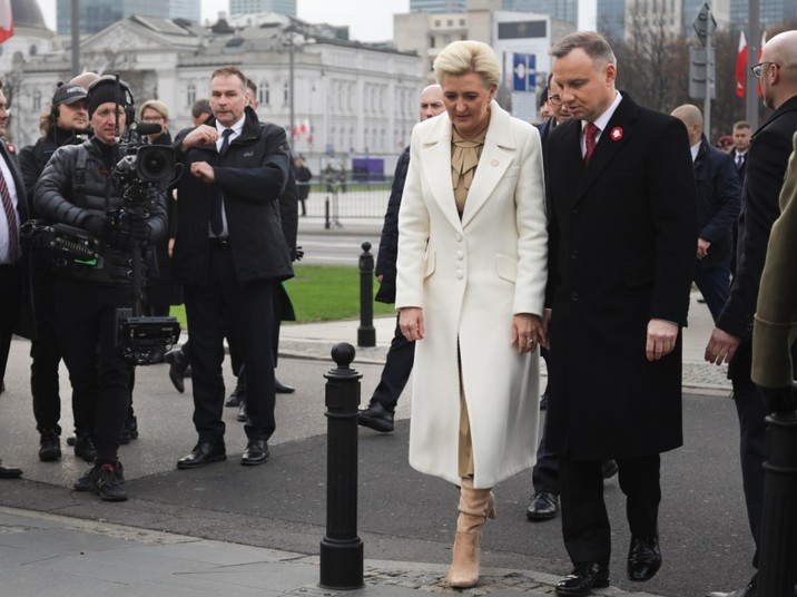 Agata Kornhauser-Duda i Andrzej Duda na obchodach Święta Niepodległości.