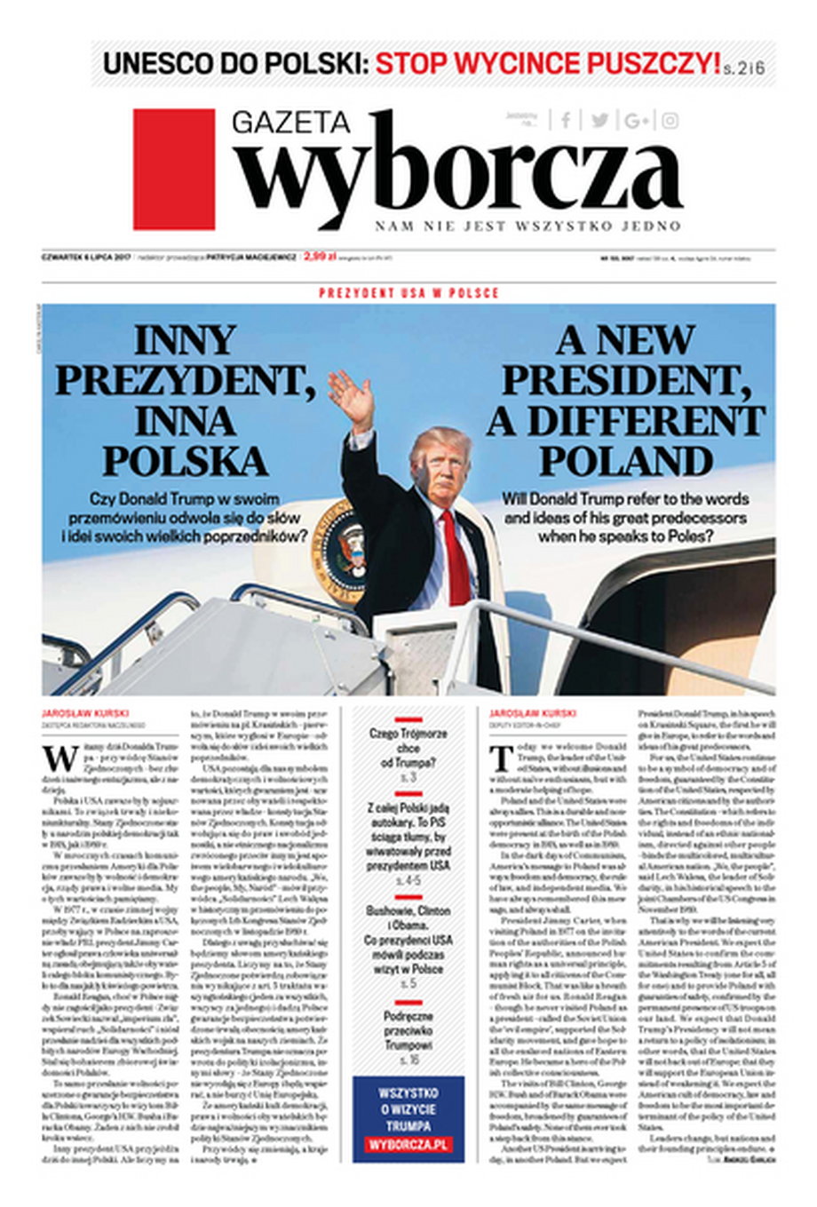Gazeta Wyborcza w tekście Jacka Kurskiego - w dwóch językach - pisze o "innym prezydencie i innej Polsce"