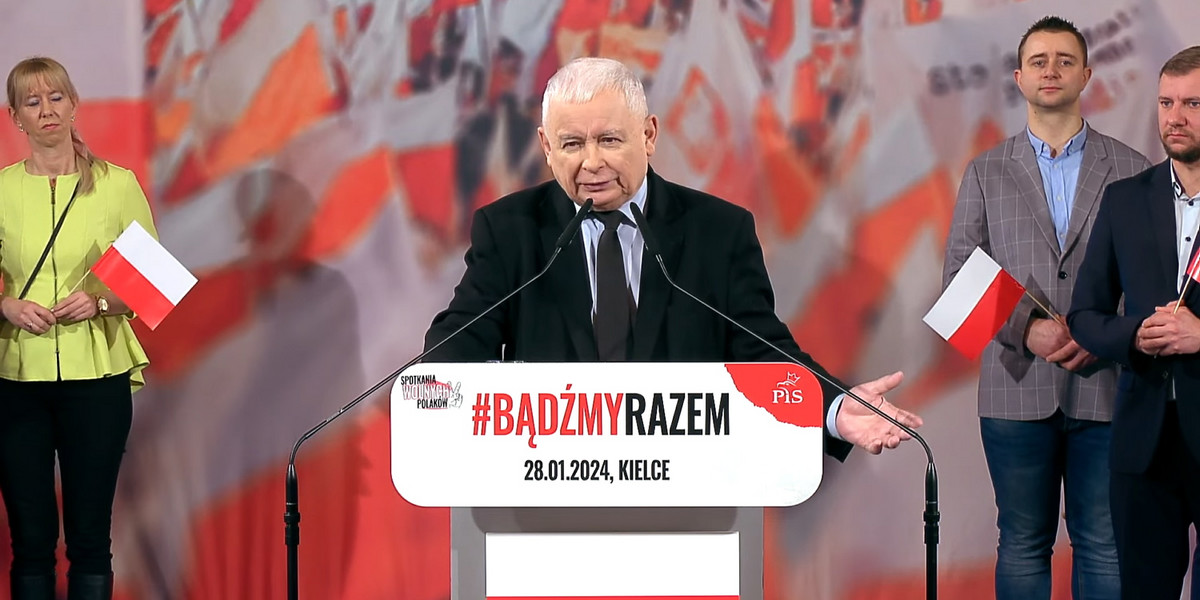 Jarosław Kaczyński na spotkaniu w Kielcach.