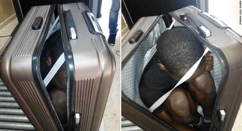 19-year-old Gabonese man in a suitcase 