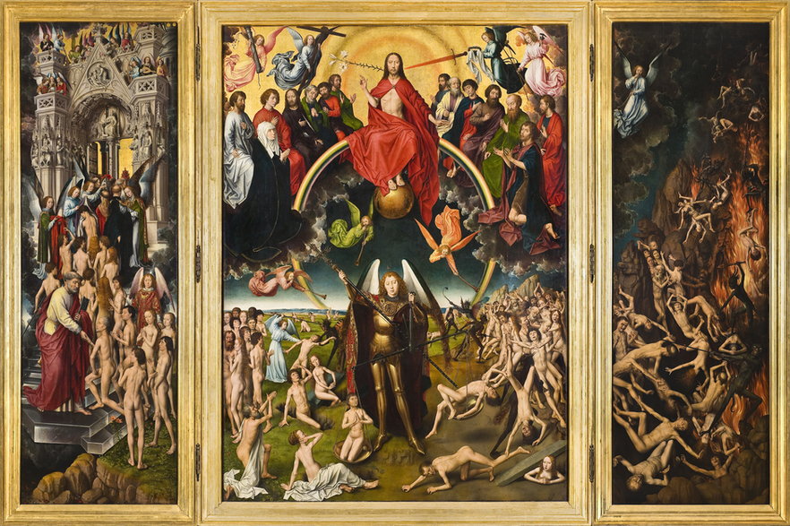Obraz Sąd Ostateczny Hansa Memlinga . W wierze chrześcijańskiej jest apokaliptycznym wydarzeniem, sądu nad wszystkimi ludźmi na Ziemi