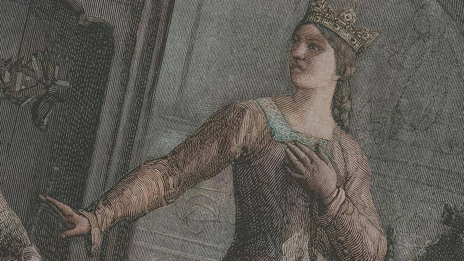 Anna Cylejska w wyobrażeniu Wojciecha Gersona Grafika z końca XIX wieku.