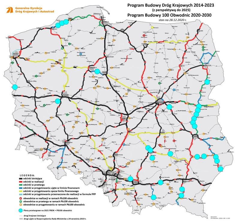 Budowa dróg krajowych i obwodnic - plany na 2021 r.