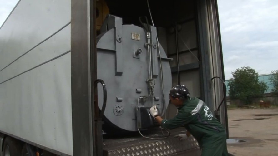 Mobilne krematorium IN-50.1K zbudowane na bazie ciężarówki Volvo