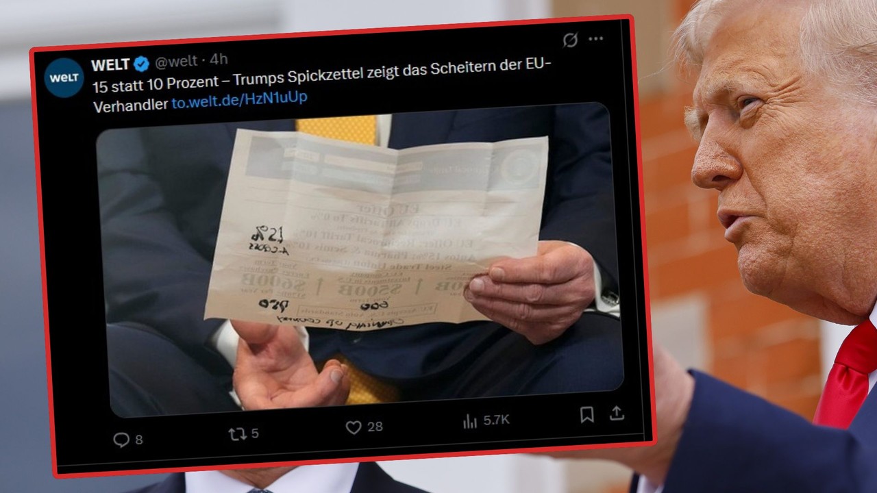 Notatki Donalda Trumpa nagryzmolone flamastrem ujawniły porażkę UE w negocjacjach w sprawie ceł. Dostał więcej, niż mógł