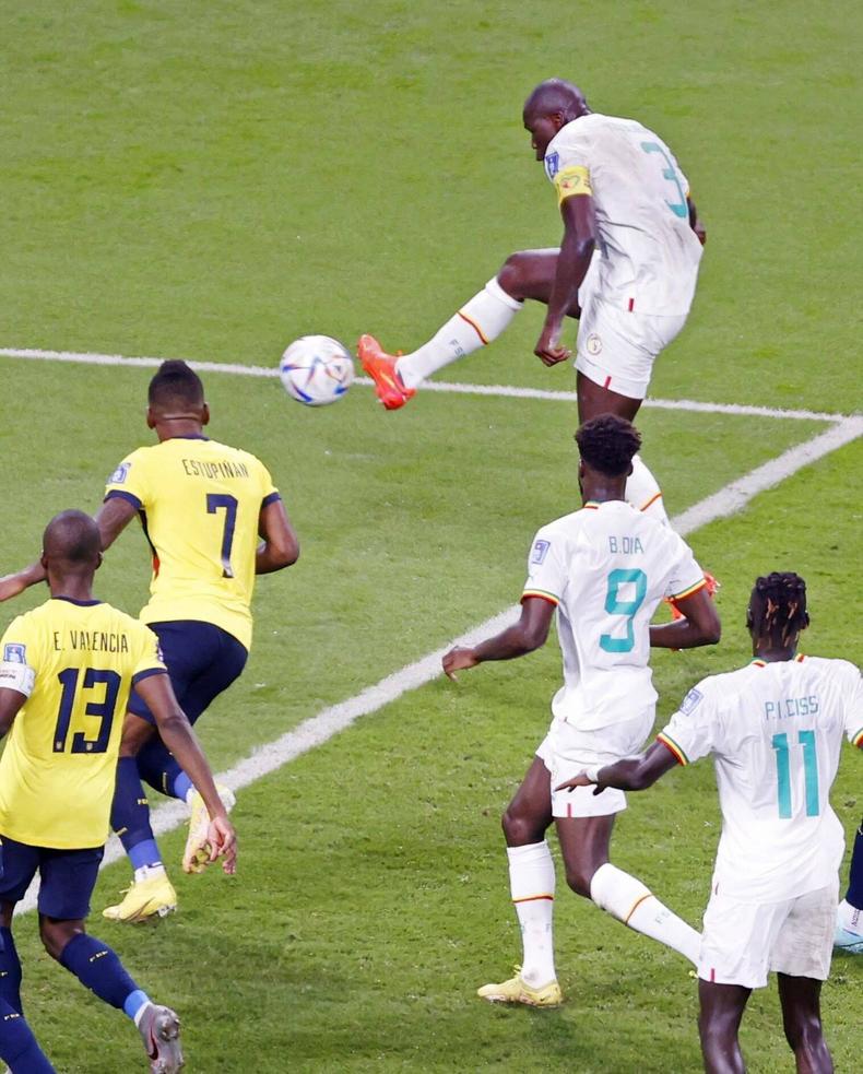 Kalidou Koulibaly scores the decisive winner against Ecuador.