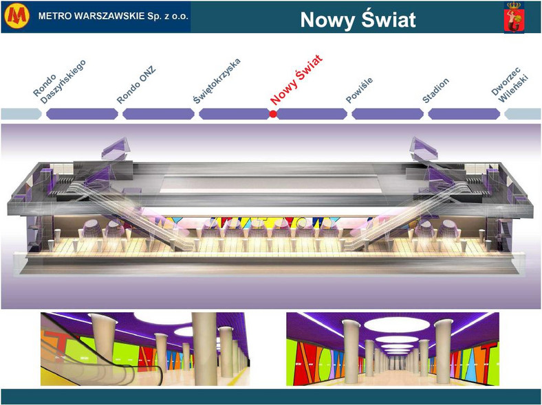 Metro warszawskie - przekrój stacji Nowy Świat (fot. materiały prasowe Urzędu Miasta Stołecznego Warszawy)