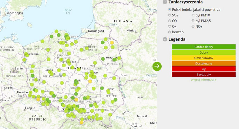 Jakość powietrza w Polsce - 2017-04-27
