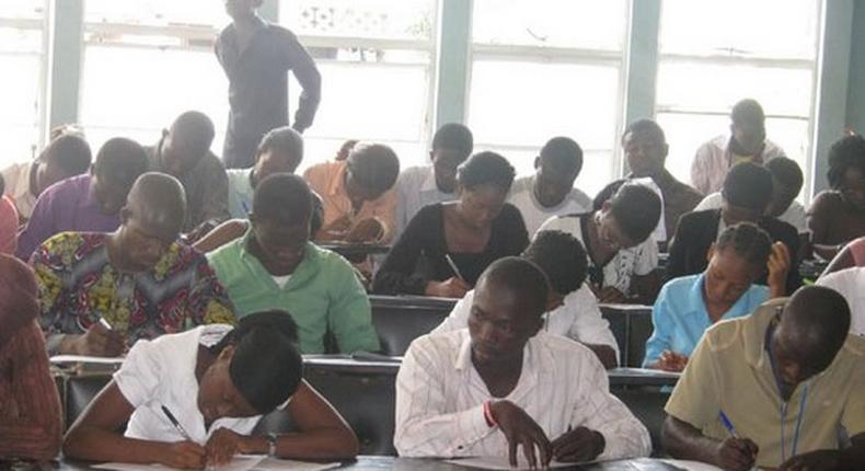 Students writing an exam