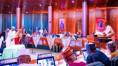 President Muhammadu Buhari presides over his government's last FEC. [Facebook:Buhari Sallau]