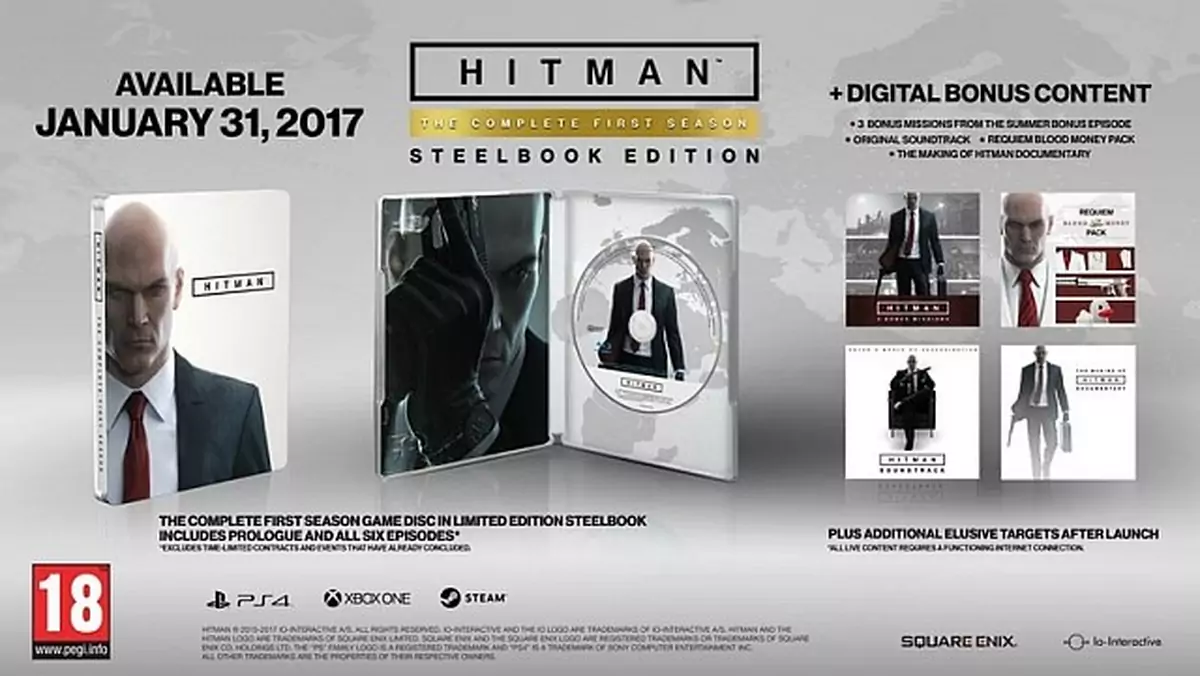 Square Enix ujawnia zawartość i datę premiery pudełkowej edycji Hitmana
