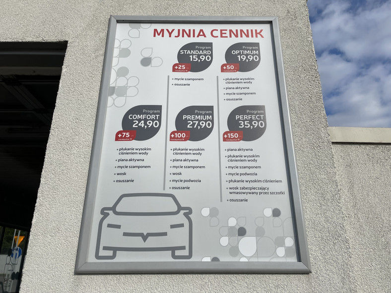 Ceny myjni automatycznej na Lotosie